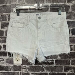 Hudson Gemma Mid-Rise Short white jean denim raw hem shorts